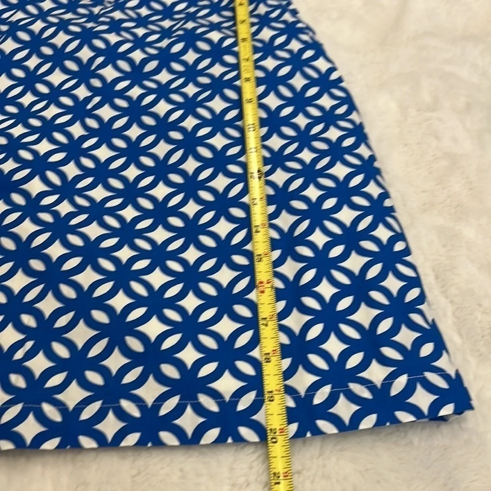 Boden skirt knee length blue geometric pattern zip close with pockets size 8p - Picture 9 of 9